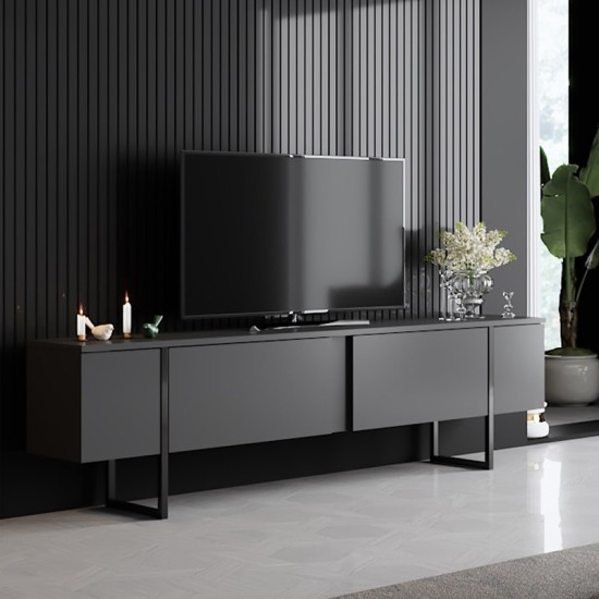 Έπιπλο τηλεόρασης Luxe Megapap χρώμα ανθρακί 180x30x50εκ. Έπιπλο τηλεόρασης Luxe Megapap χρώμα ανθρακί 180x30x50εκ.