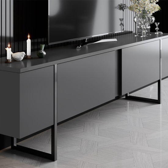 Έπιπλο τηλεόρασης Luxe Megapap χρώμα ανθρακί 180x30x50εκ. Έπιπλο τηλεόρασης Luxe Megapap χρώμα ανθρακί 180x30x50εκ.