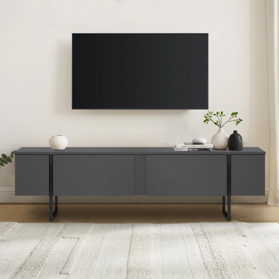 Έπιπλο τηλεόρασης Luxe Megapap χρώμα ανθρακί 180x30x50εκ. Έπιπλο τηλεόρασης Luxe Megapap χρώμα ανθρακί 180x30x50εκ.