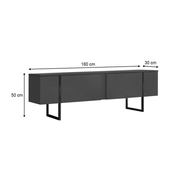 Έπιπλο τηλεόρασης Luxe Megapap χρώμα ανθρακί 180x30x50εκ. Έπιπλο τηλεόρασης Luxe Megapap χρώμα ανθρακί 180x30x50εκ.