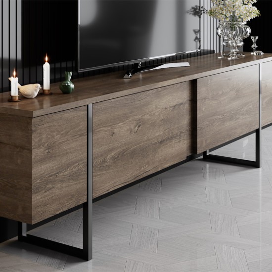Έπιπλο τηλεόρασης Luxe Megapap χρώμα καρυδί 180x30x50εκ. Έπιπλο τηλεόρασης Luxe Megapap χρώμα καρυδί 180x30x50εκ.