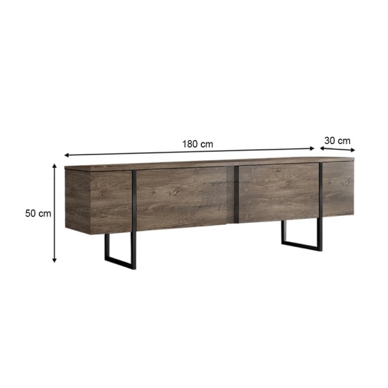 Έπιπλο τηλεόρασης Luxe Megapap χρώμα καρυδί 180x30x50εκ. Έπιπλο τηλεόρασης Luxe Megapap χρώμα καρυδί 180x30x50εκ.