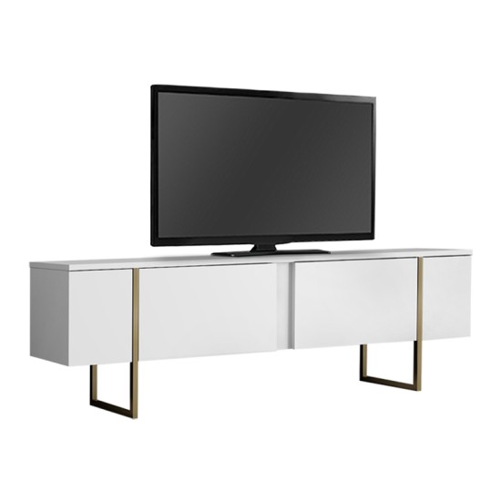 Έπιπλο τηλεόρασης Luxe Megapap χρώμα λευκό - χρυσό 180x30x50εκ. Έπιπλο τηλεόρασης Luxe Megapap χρώμα λευκό - χρυσό 180x30x50εκ.