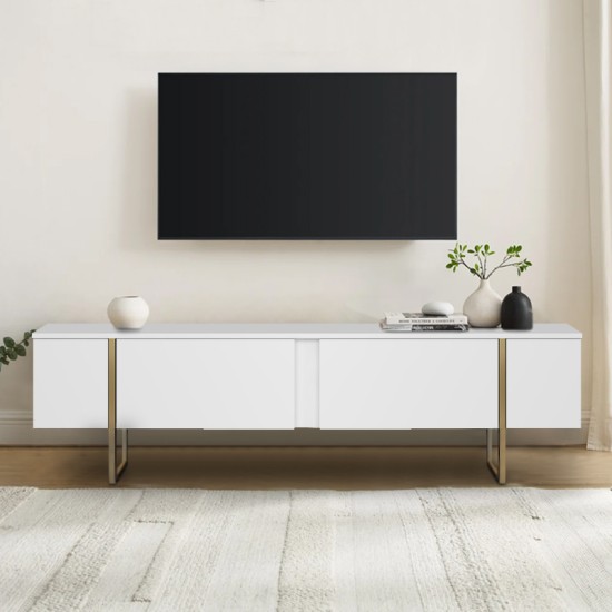Έπιπλο τηλεόρασης Luxe Megapap χρώμα λευκό - χρυσό 180x30x50εκ. Έπιπλο τηλεόρασης Luxe Megapap χρώμα λευκό - χρυσό 180x30x50εκ.