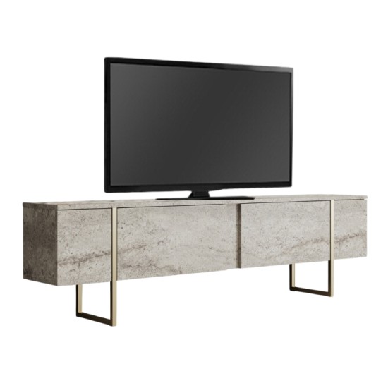 Έπιπλο τηλεόρασης Luxe Megapap χρώμα travertine - χρυσό 180x30x50εκ. Έπιπλο τηλεόρασης Luxe Megapap χρώμα travertine - χρυσό 180x30x50εκ.