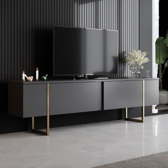 Έπιπλο τηλεόρασης Luxe Megapap χρώμα ανθρακί - χρυσό 180x30x50εκ. Έπιπλο τηλεόρασης Luxe Megapap χρώμα ανθρακί - χρυσό 180x30x50εκ.