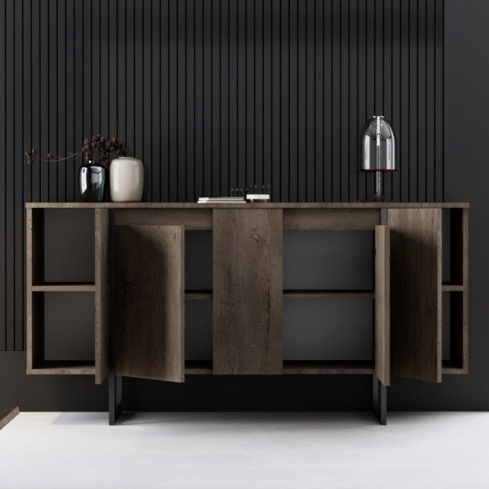 Μπουφές Luxe Megapap χρώμα καρυδί 160x35x80εκ. Μπουφές Luxe Megapap χρώμα καρυδί 160x35x80εκ.