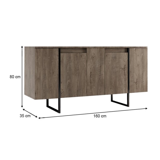Μπουφές Luxe Megapap χρώμα καρυδί 160x35x80εκ. Μπουφές Luxe Megapap χρώμα καρυδί 160x35x80εκ.