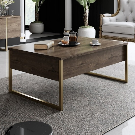 Τραπεζάκι σαλονιού Luxe Megapap χρώμα καρυδί - χρυσό 90x60x40εκ. Τραπεζάκι σαλονιού Luxe Megapap χρώμα καρυδί - χρυσό 90x60x40εκ.