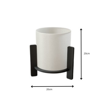 Φωτιστικό επιτραπέζιο Pine Megapap E27 Mdf - ύφασμα Pvc χρώμα μαύρο - κρεμ Ø20x20εκ.