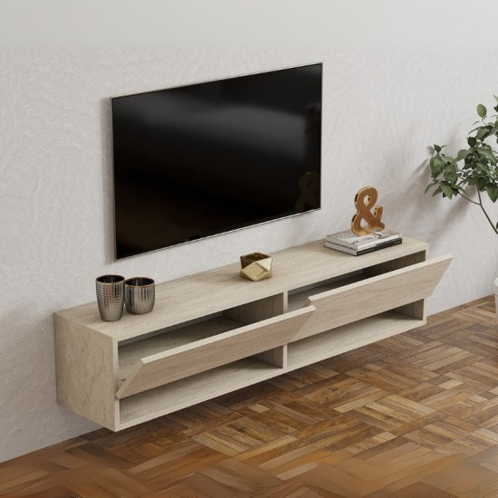 Έπιπλο τηλεόρασης επιτοίχιο Arges Megapap χρώμα travertine 140x29,6x30εκ. Έπιπλο τηλεόρασης επιτοίχιο Arges Megapap χρώμα travertine 140x29,6x30εκ.