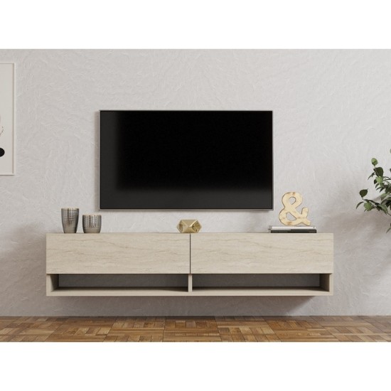 Έπιπλο τηλεόρασης επιτοίχιο Arges Megapap χρώμα travertine 140x29,6x30εκ. Έπιπλο τηλεόρασης επιτοίχιο Arges Megapap χρώμα travertine 140x29,6x30εκ.