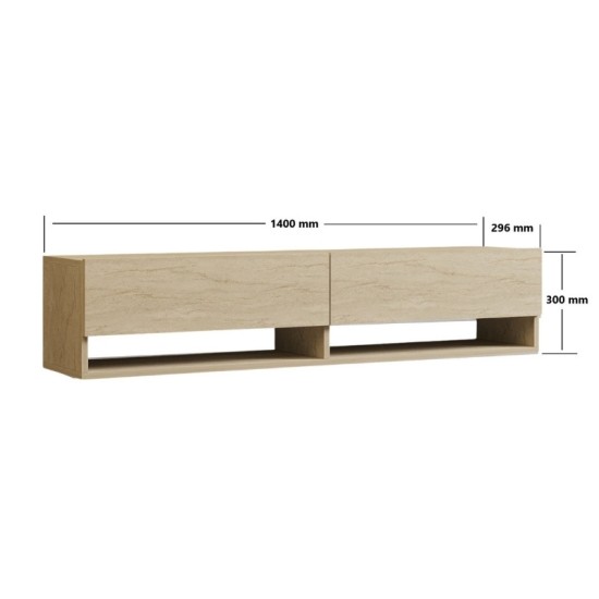 Έπιπλο τηλεόρασης επιτοίχιο Arges Megapap χρώμα travertine 140x29,6x30εκ. Έπιπλο τηλεόρασης επιτοίχιο Arges Megapap χρώμα travertine 140x29,6x30εκ.