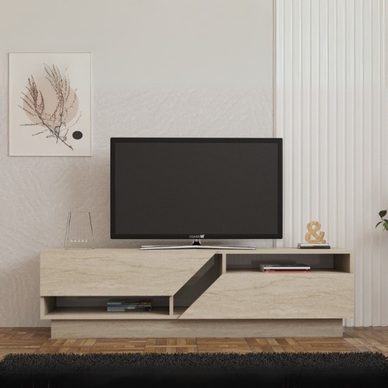 Έπιπλο τηλεόρασης Koza Megapap χρώμα travertine 160x40x45εκ. Έπιπλο τηλεόρασης Koza Megapap χρώμα travertine 160x40x45εκ.