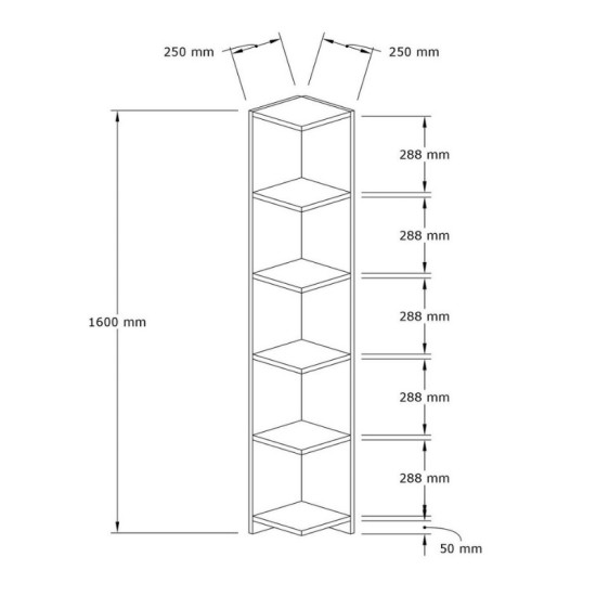 Βιβλιοθήκη γωνιακή Ravella Megapap χρώμα λευκό 25x25x160εκ. Βιβλιοθήκη γωνιακή Ravella Megapap χρώμα λευκό 25x25x160εκ.