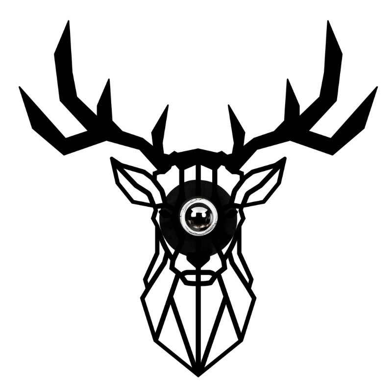 Απλίκα τοίχου Deer Megapap E27 MDF χρώμα μαύρο 55x12x55εκ.