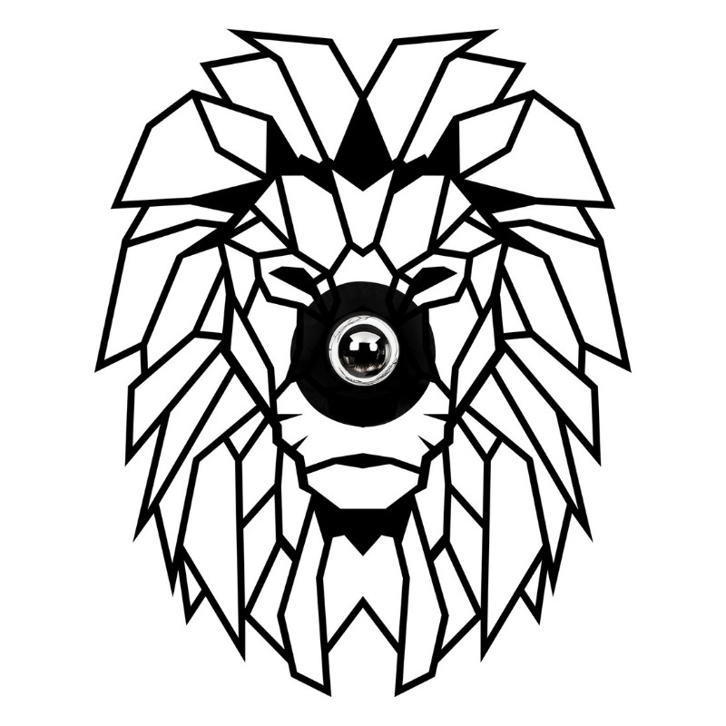 Απλίκα τοίχου Lion Megapap E27 MDF χρώμα μαύρο 39x12x49εκ.