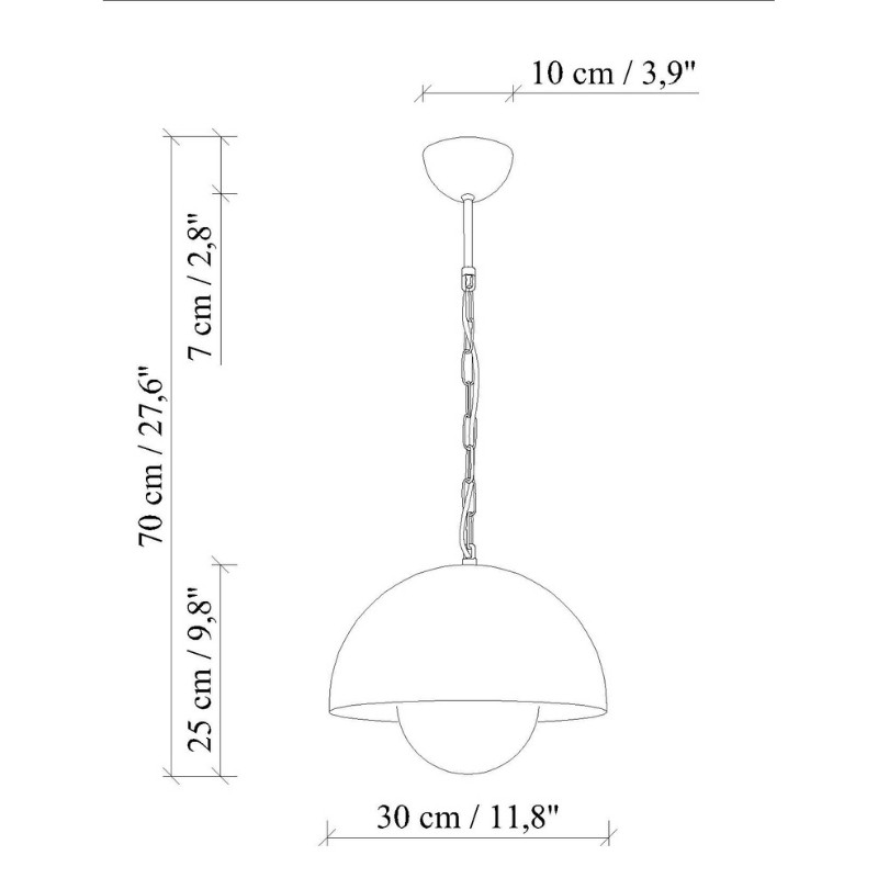 Φωτιστικό οροφής Neptun Megapap E27 μεταλλικό μονόφωτο χρώμα πράσινο Ø30x70εκ.