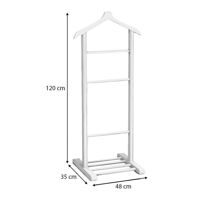 Επιδαπέδια κρεμάστρα Beta Megapap ξύλινη χρώμα λευκό 48x35x120εκ.