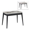 Τραπέζι Dolunay Megapap επεκτεινόμενο χρώμα λευκό εφέ μαρμάρου - μαύρο 100x60(120x100)x79,5εκ.