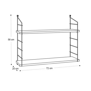 Ραφιέρα τοίχου Armoni Megapap χρώμα sacramento oak - καφέ μέταλλο 72x20x58εκ.