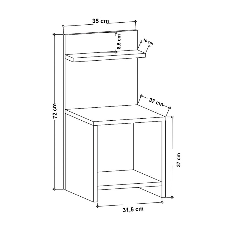 Κομοδίνο Ulman Megapap χρώμα sapphire oak 35x37x72εκ.