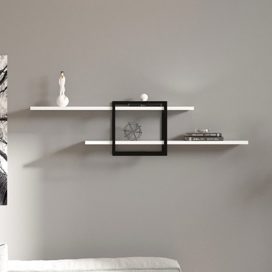 Ραφιέρα τοίχου Mone Megapap χρώμα λευκό - μαύρο 120x18x30εκ. Ραφιέρα τοίχου Mone Megapap χρώμα λευκό - μαύρο 120x18x30εκ.