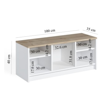 Παπουτσοθήκη London Megapap χρώμα λευκό - sapphire oak 100x35x40εκ.