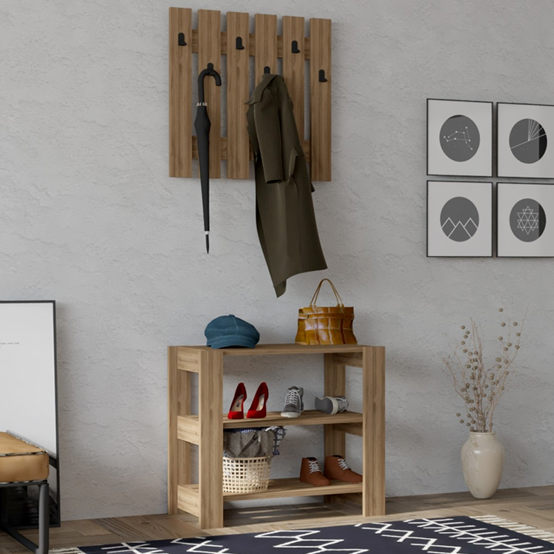 Έπιπλο εισόδου Friends Megapap χρώμα καρυδί 69,8x33,6x60εκ.