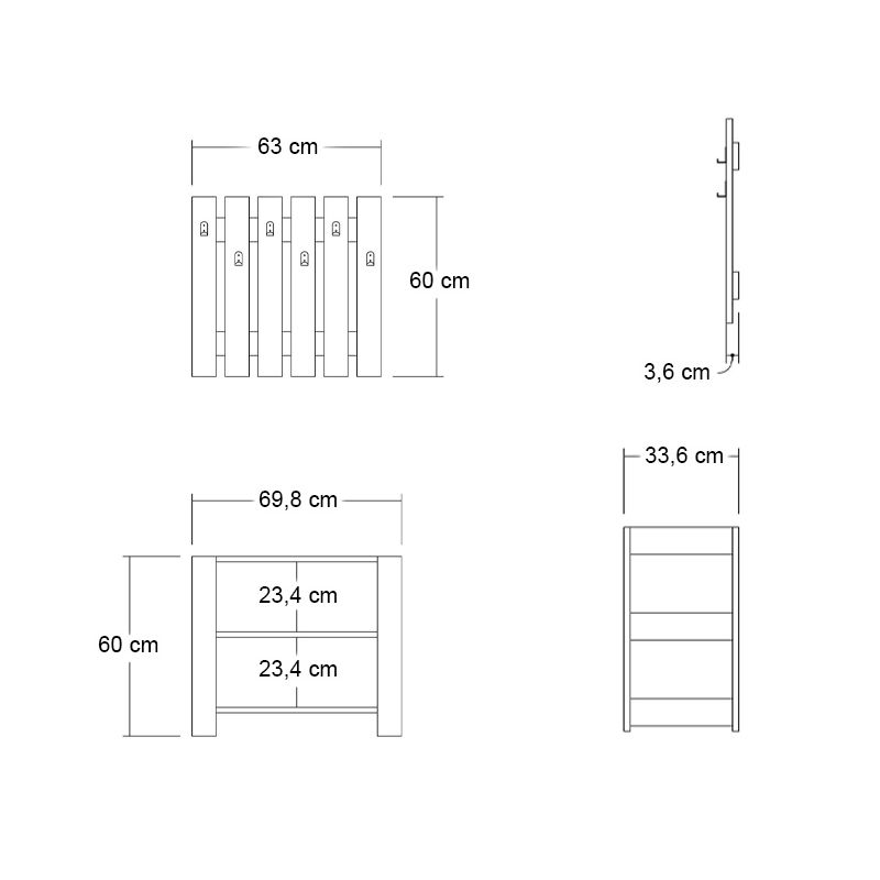 Έπιπλο εισόδου Friends Megapap χρώμα καρυδί 69,8x33,6x60εκ.
