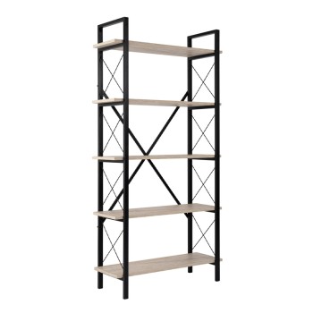 Βιβλιοθήκη Elysian Megapap χρώμα travertine - μαύρο 90x33,5x180εκ.