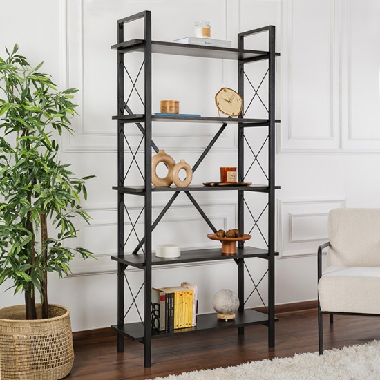 Βιβλιοθήκη Elysian Megapap χρώμα μαύρο 90x33,5x180εκ. Βιβλιοθήκη Elysian Megapap χρώμα μαύρο 90x33,5x180εκ.