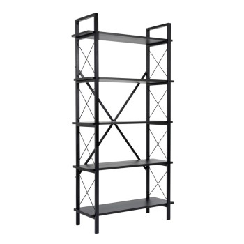 Βιβλιοθήκη Elysian Megapap χρώμα μαύρο 90x33,5x180εκ.