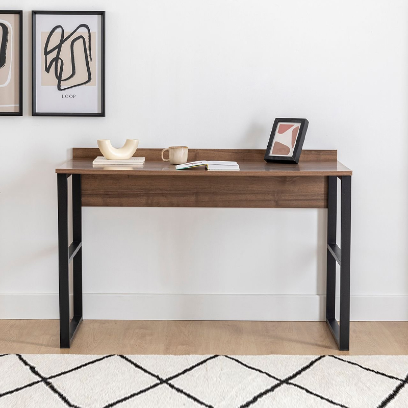 Γραφείο εργασίας Rana Megapap χρώμα καρυδί - μαύρο 120x60x78,8εκ.