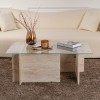 Τραπεζάκι σαλονιού Vetrino Megapap γυάλινο χρώμα travertine 105x65x40εκ.
