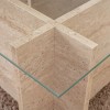 Τραπεζάκι σαλονιού Vetrino Megapap γυάλινο χρώμα travertine 105x65x40εκ.