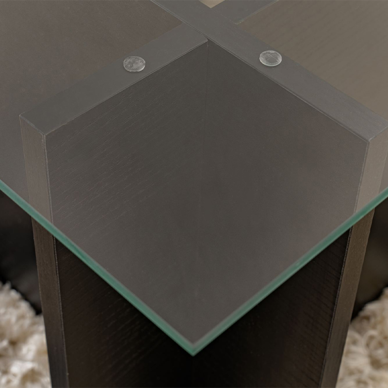 Τραπεζάκι σαλονιού Vetrino Megapap γυάλινο χρώμα μαύρο 105x65x40εκ.