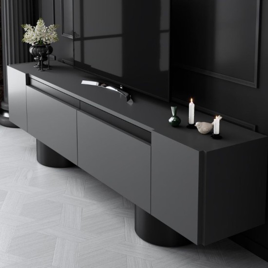 Έπιπλο τηλεόρασης Haven Megapap χρώμα ανθρακί 180x30x50εκ. Έπιπλο τηλεόρασης Haven Megapap χρώμα ανθρακί 180x30x50εκ.