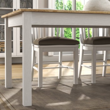 Τραπέζι Fira Megapap χρώμα λευκό - φυσικό οξιάς 180x90x78εκ.