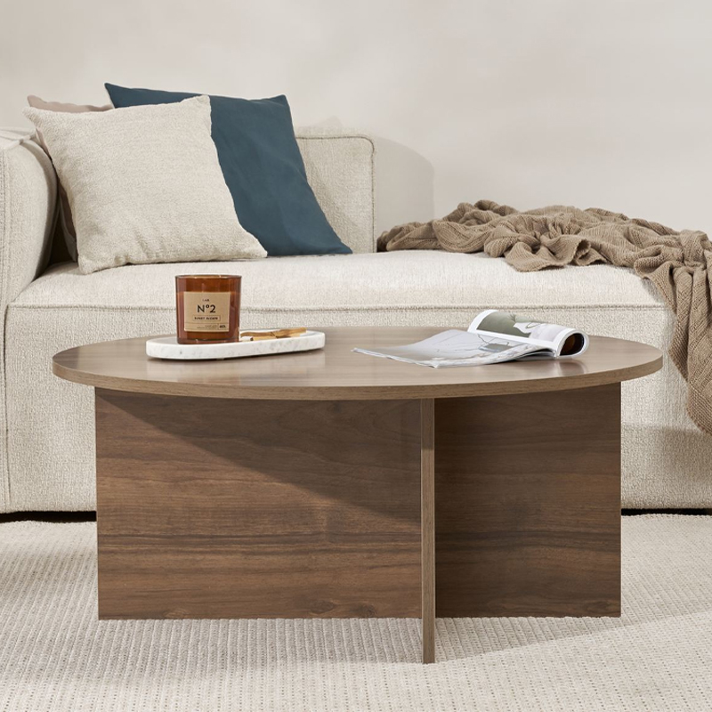 Τραπεζάκι σαλονιού Soleil Megapap χρώμα καρυδί Ø90x40εκ.