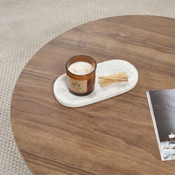 Τραπεζάκι σαλονιού Soleil Megapap χρώμα καρυδί Ø90x40εκ.