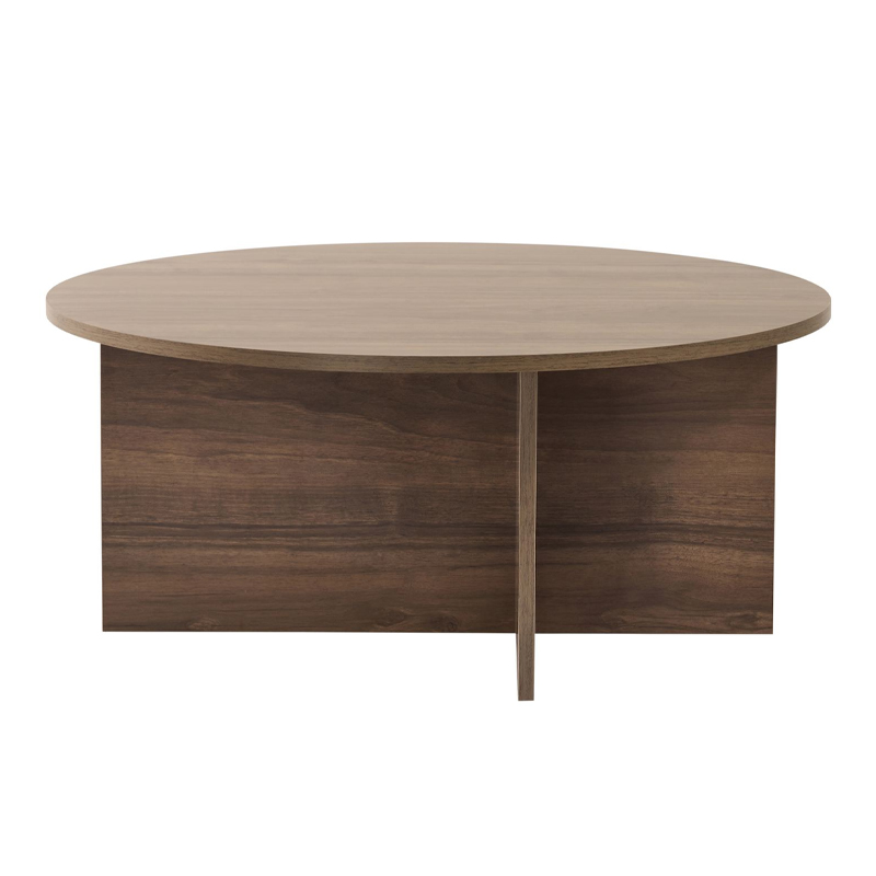 Τραπεζάκι σαλονιού Soleil Megapap χρώμα καρυδί Ø90x40εκ.