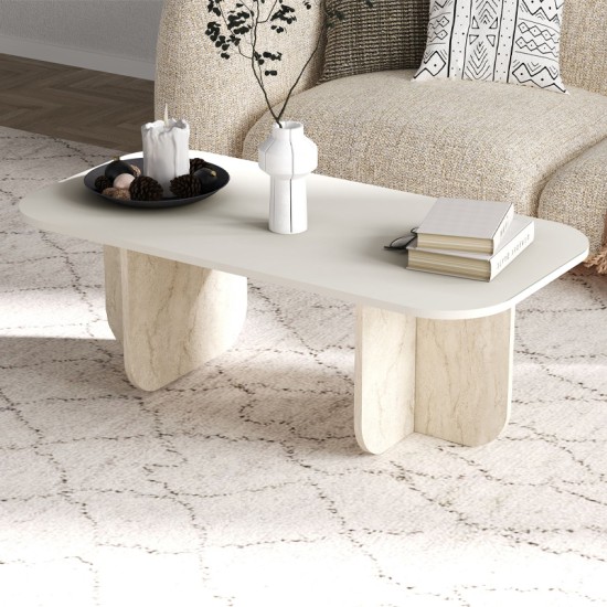 Τραπεζάκι σαλονιού Becaj Megapap χρώμα sandstone - travertine 120x60x41,4εκ. Τραπεζάκι σαλονιού Becaj Megapap χρώμα sandstone - travertine 120x60x41,4εκ.