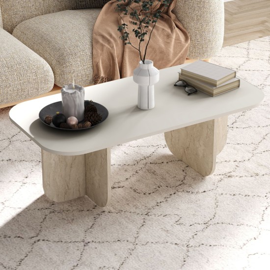 Τραπεζάκι σαλονιού Becaj Megapap χρώμα sandstone - travertine 120x60x41,4εκ. Τραπεζάκι σαλονιού Becaj Megapap χρώμα sandstone - travertine 120x60x41,4εκ.