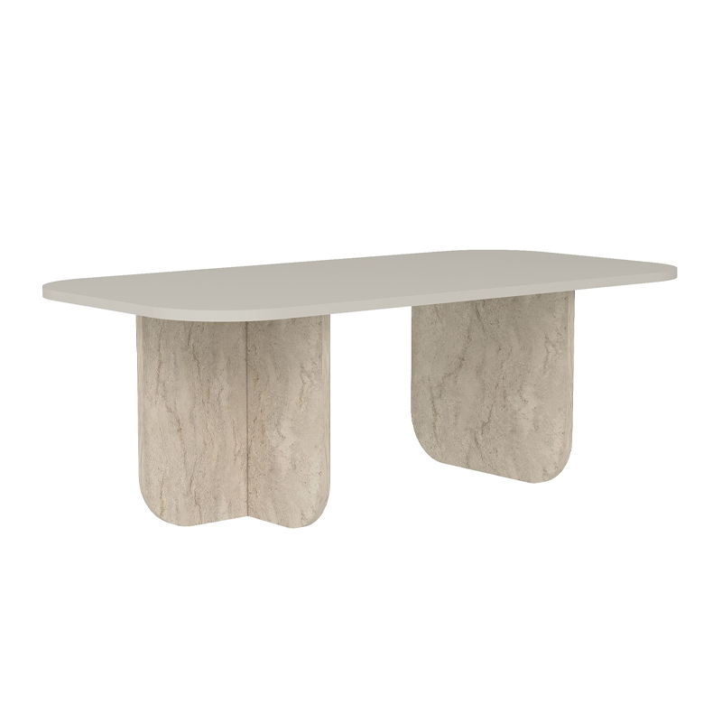 Τραπεζάκι σαλονιού Becaj Megapap χρώμα sandstone - travertine 120x60x41,4εκ.