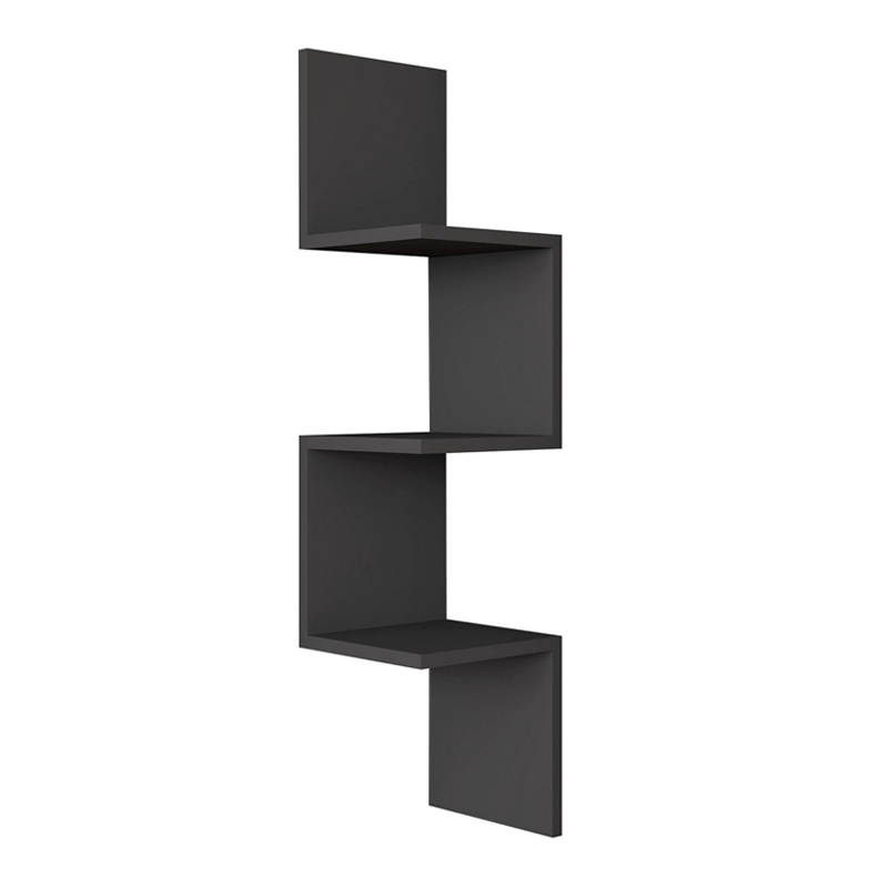 Ραφιέρα τοίχου γωνιακή Zikzak Megapap χρώμα ανθρακί 25x25x105,4εκ.