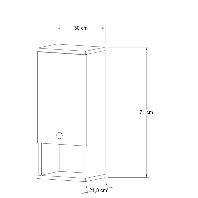Ντουλάπι μπάνιου επιτοίχιο Mis Megapap χρώμα καρυδί 30x21,8x71εκ.