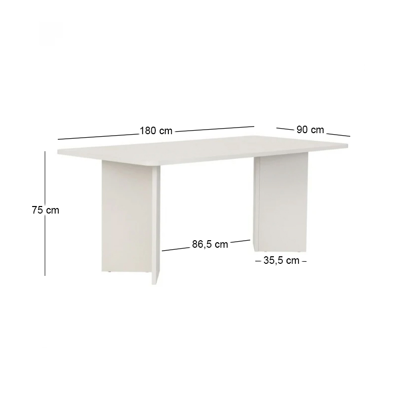 Τραπέζι Linza Megapap χρώμα λευκό 180x90x75εκ.