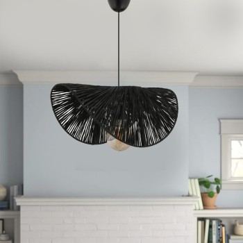 Φωτιστικό οροφής Taco Megapap E27 γιούτα μονόφωτο χρώμα μαύρο 51x36x55εκ.