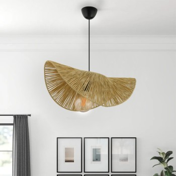 Φωτιστικό οροφής Taco Megapap E27 γιούτα μονόφωτο χρώμα camel 51x36x55εκ.